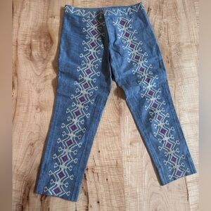 Embroidered Denim Capris